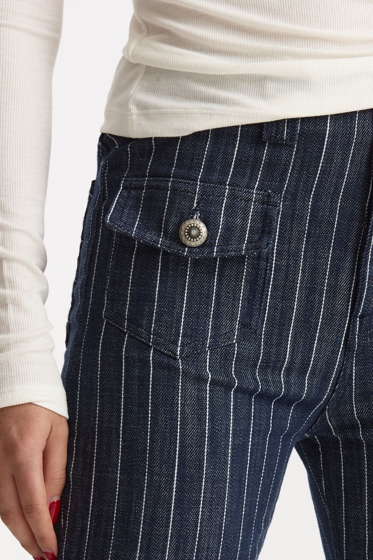 Pantaloni ESIBIZIONISTA flare gessati blu scuro women Dondup - 4