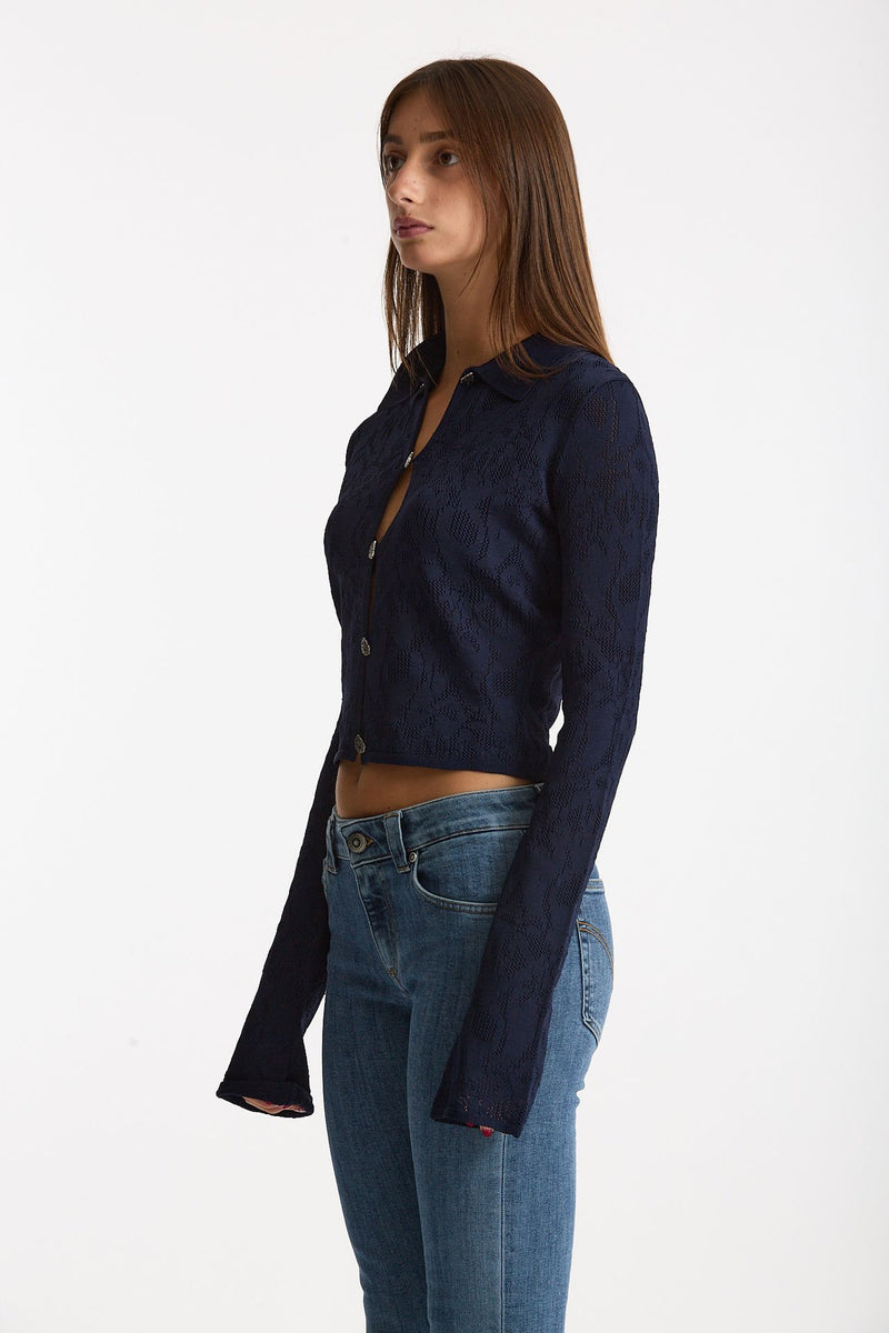 Cardigan ESIBIZIONISTA in maglia jaquard blu women Dondup - 3