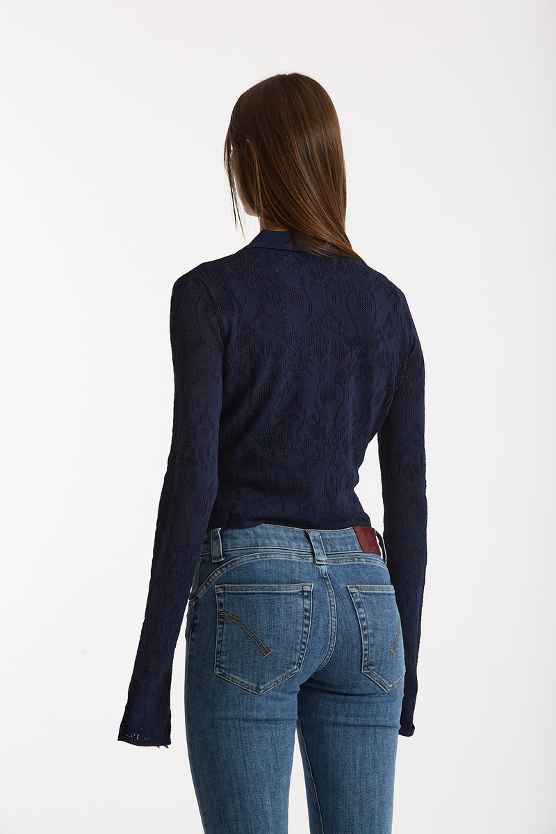 Cardigan ESIBIZIONISTA in maglia jaquard blu women Dondup - 4