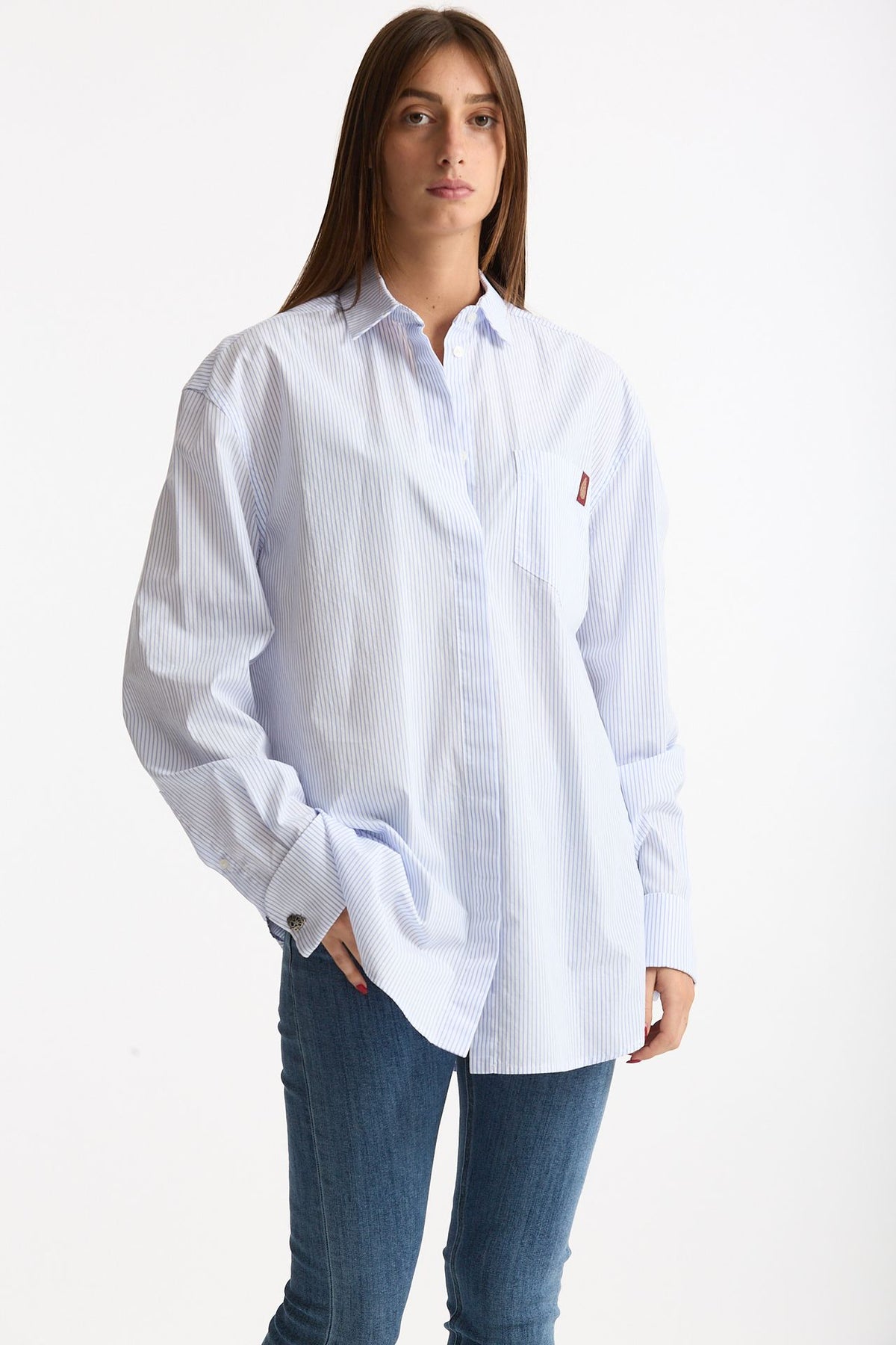 Camicia ESIBIZIONISTA over rigata bianco women Dondup - 4