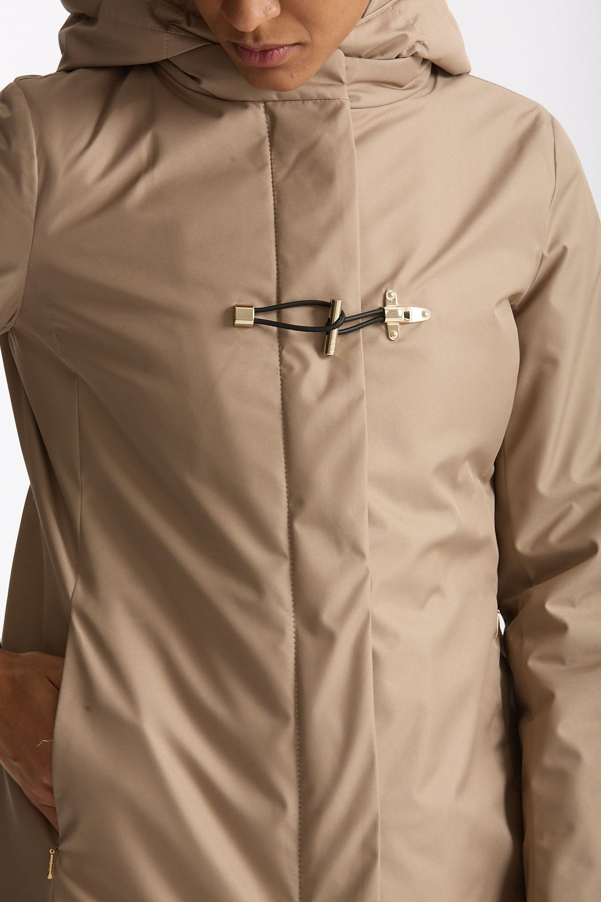Giaccone TOGGLE in gabardina tecnica beige women Fay - 5