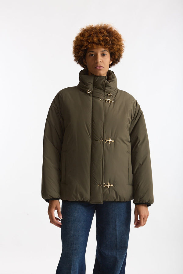 Bomber in microfibra verde militare women Fay