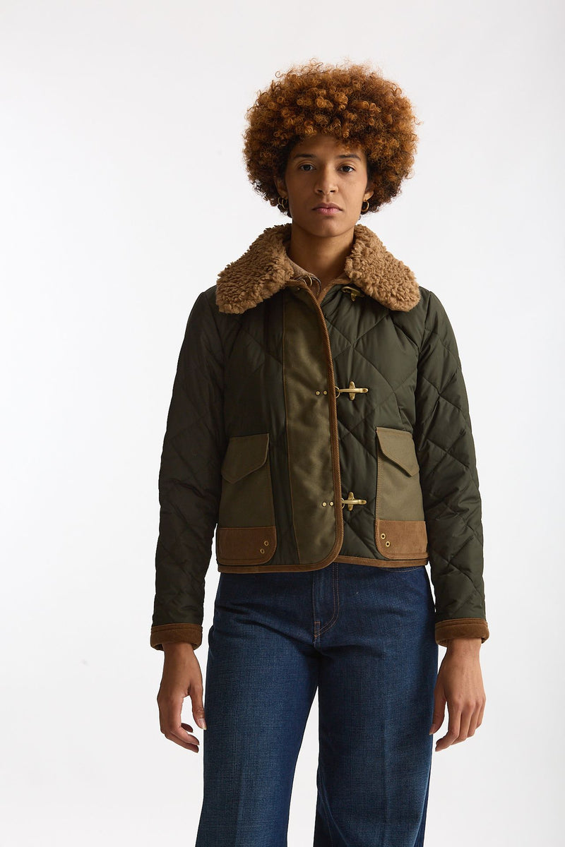 Giacca trapuntata tre Ganci verde militare women Fay - 2