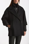 Cappa over in lana con giubbino in nylon nero women Fay - 4