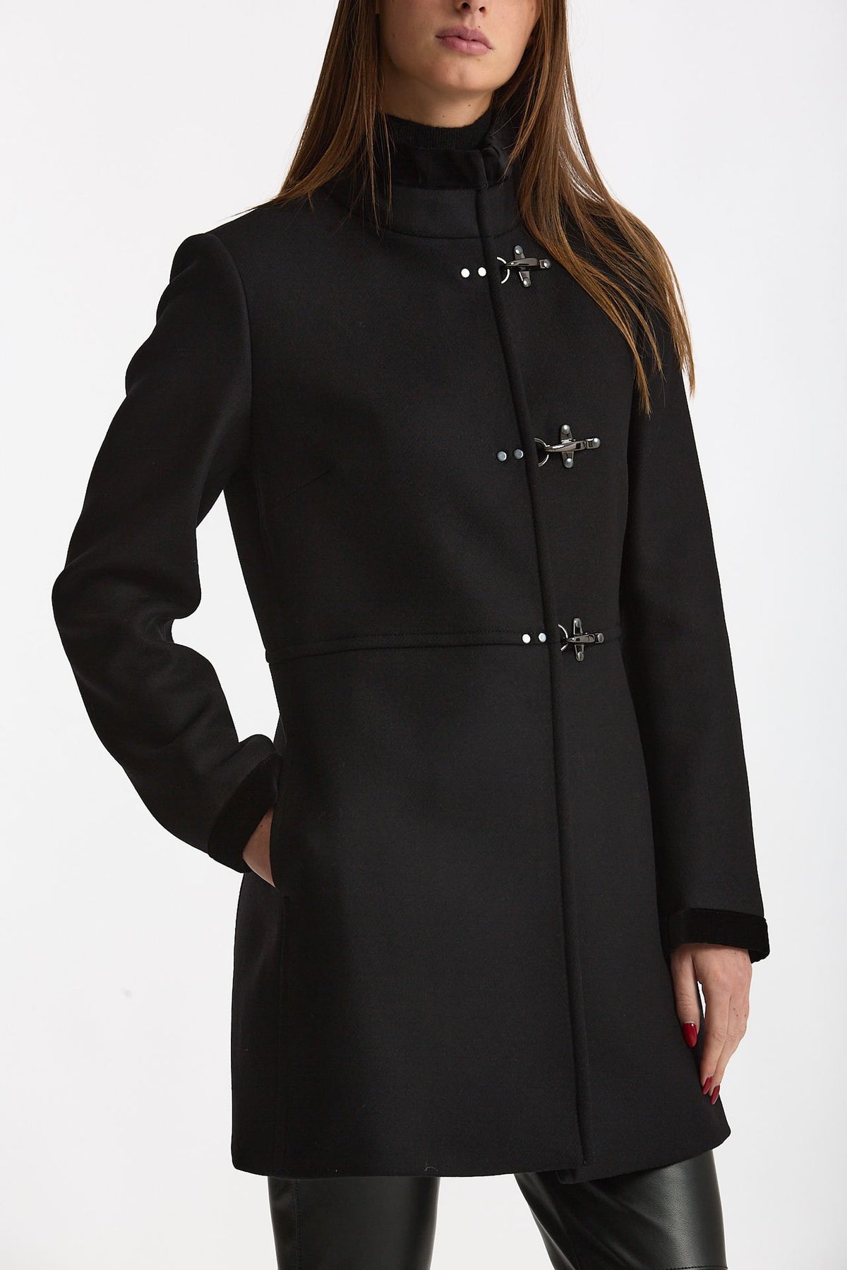 Cappotto slim VIRGINIA in panno di lana nero women Fay - 1