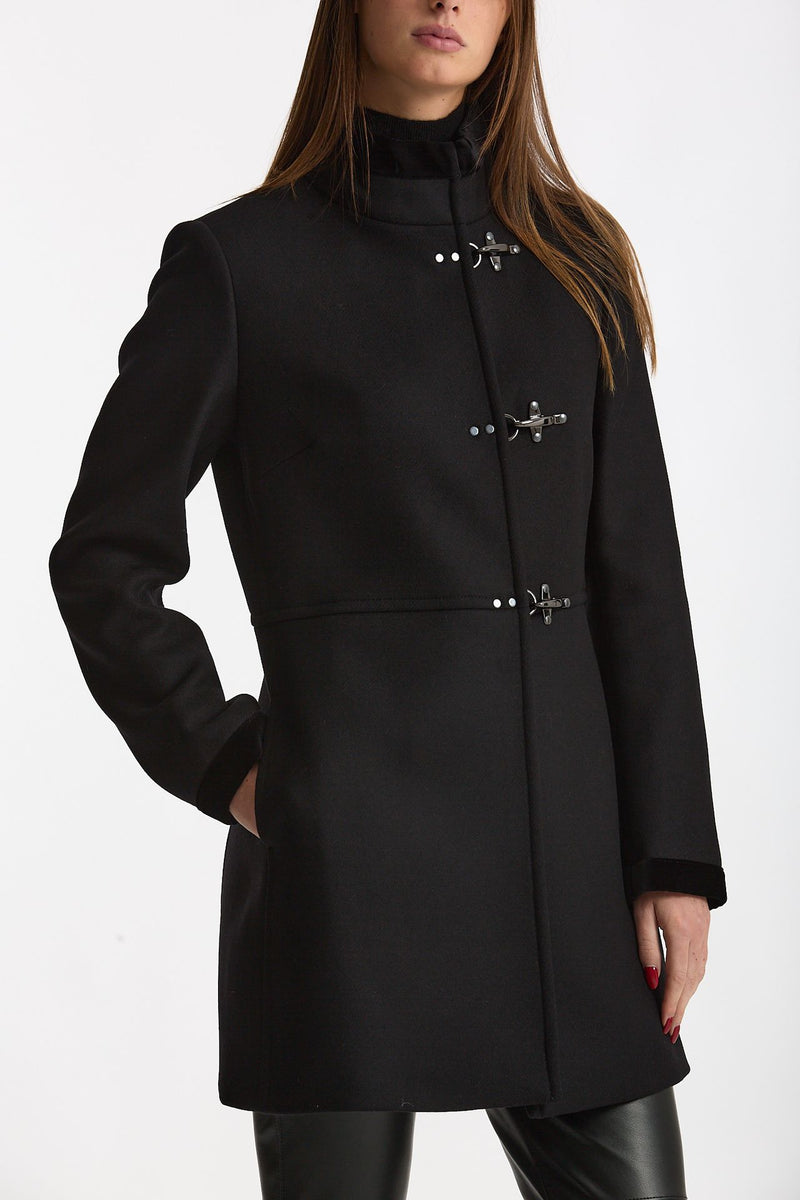 Cappotto slim VIRGINIA in panno di lana nero women Fay - 1