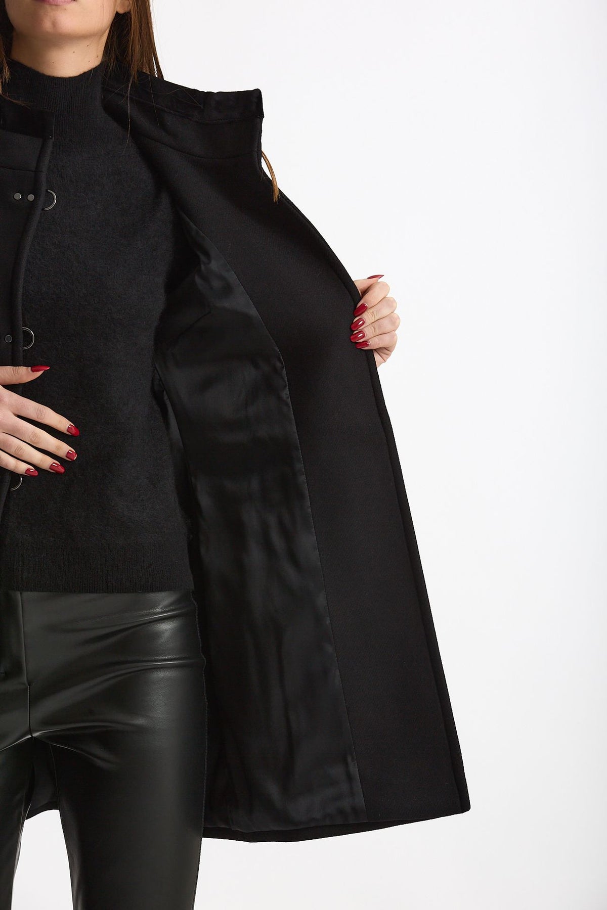 Cappotto slim VIRGINIA in panno di lana nero women Fay - 5