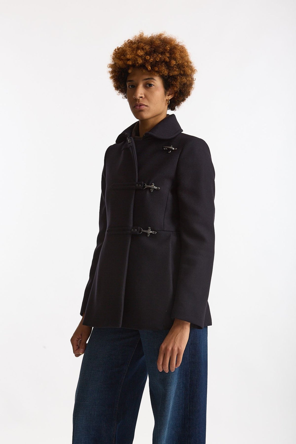 Cappotto slim in panno di lana blu women Fay - 1