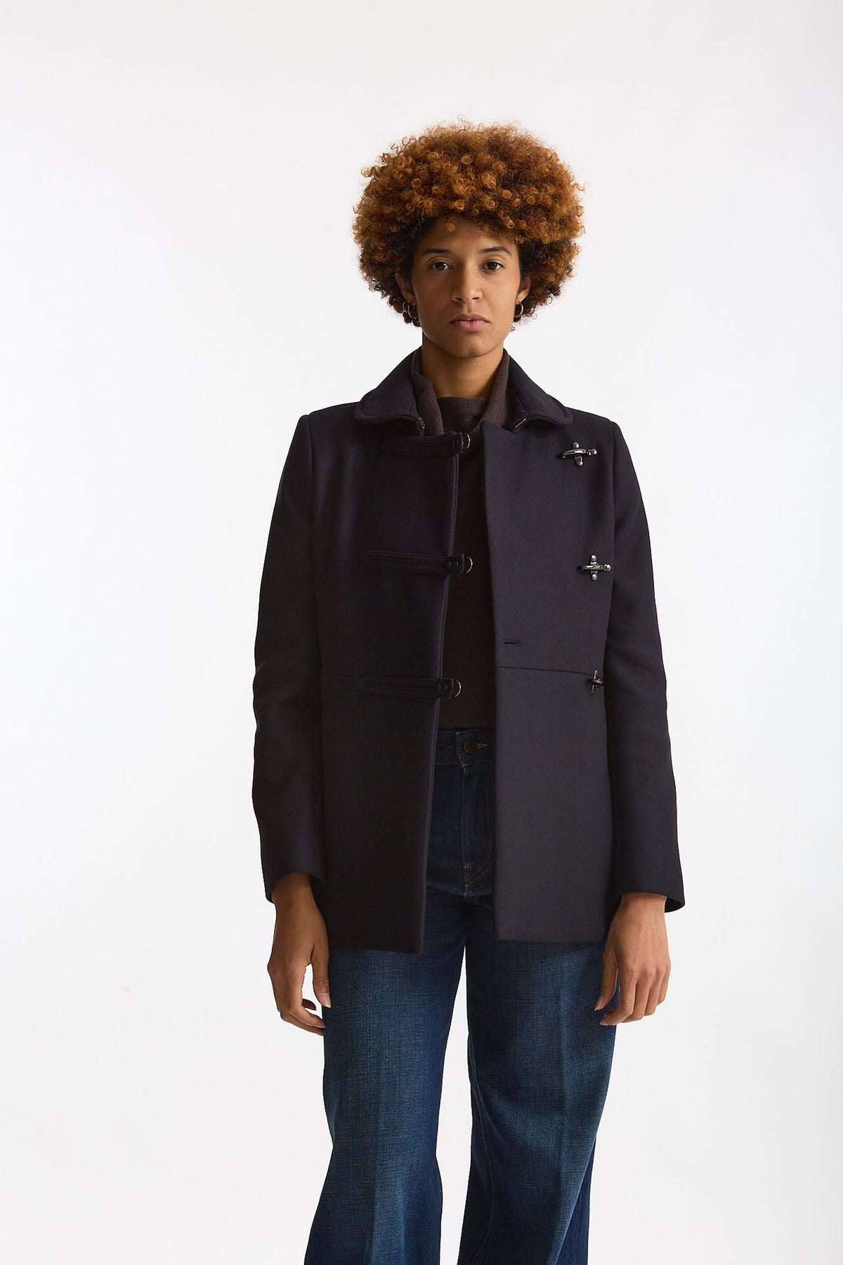 Cappotto slim in panno di lana blu women Fay - 7