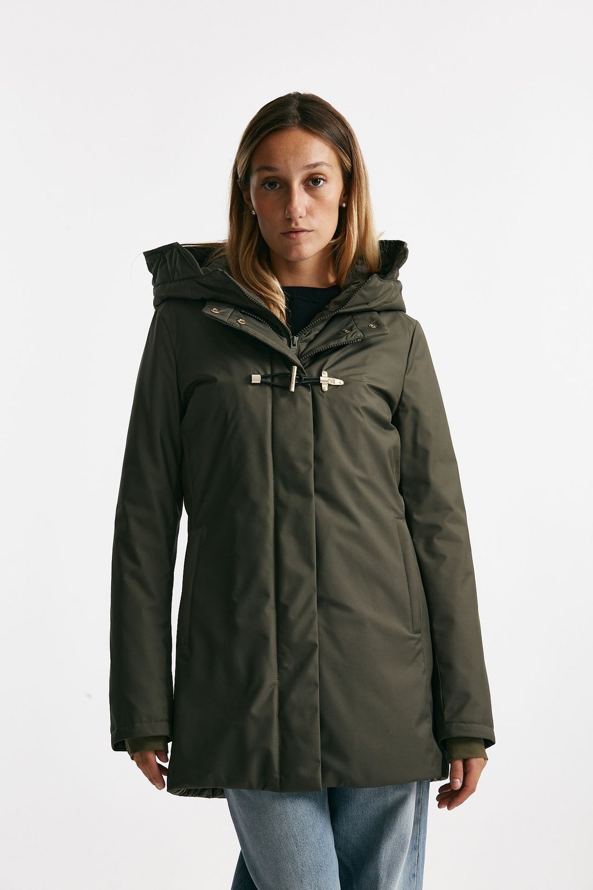 Giaccone TOGGLE in gabardina tecnica verde women Fay - 1
