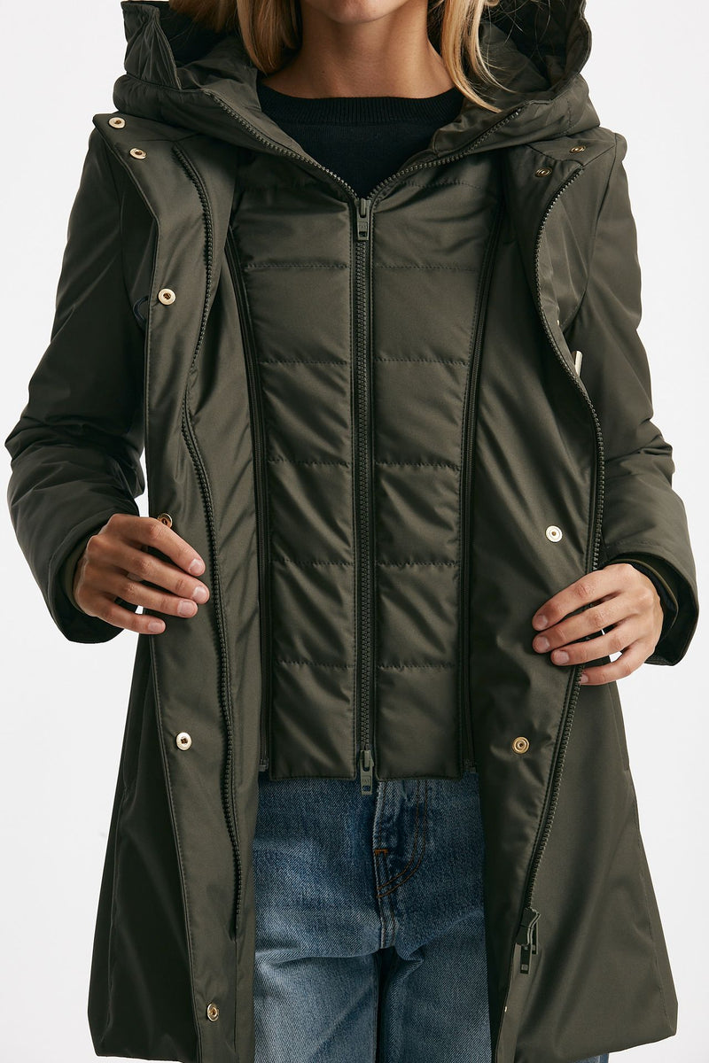 Giaccone TOGGLE in gabardina tecnica verde women Fay - 5