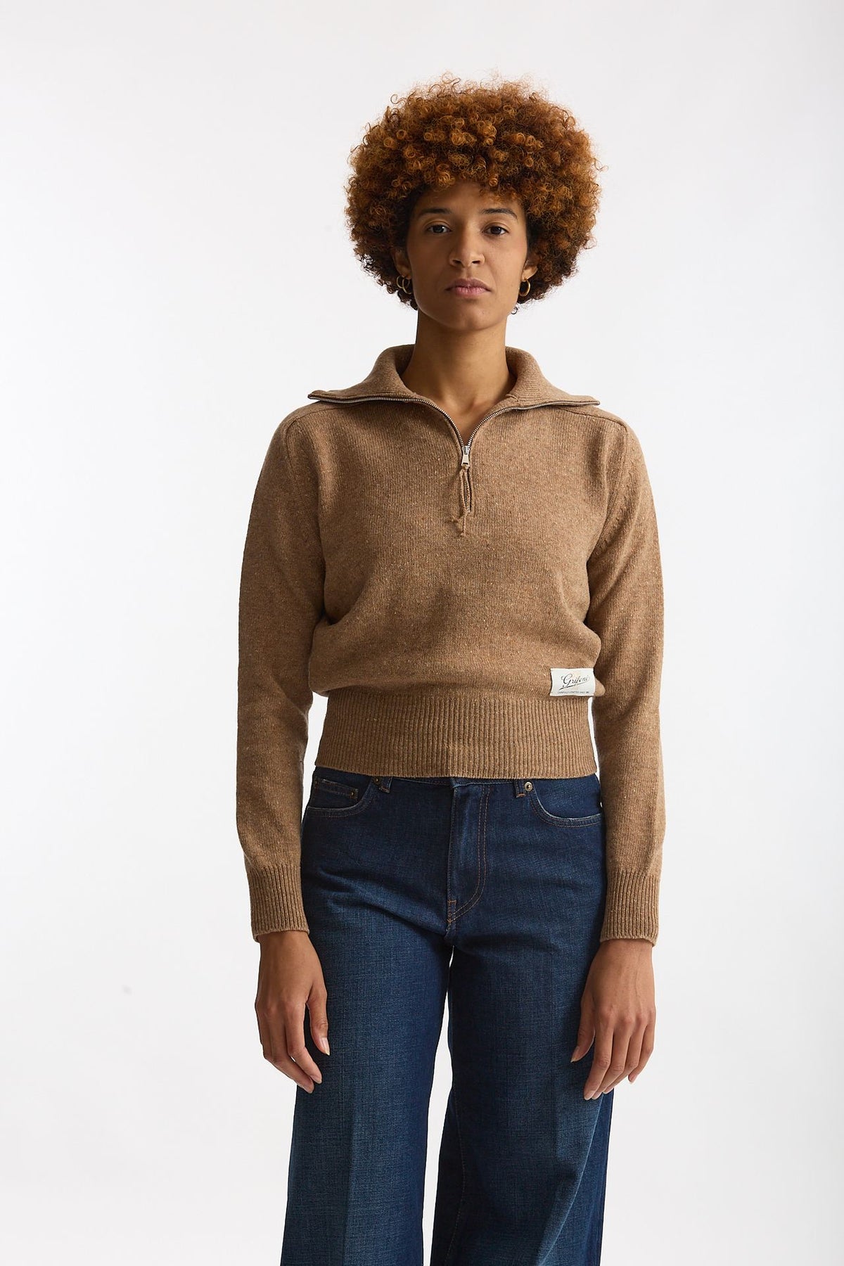 Maglia con zip cammello women Grifoni - 1