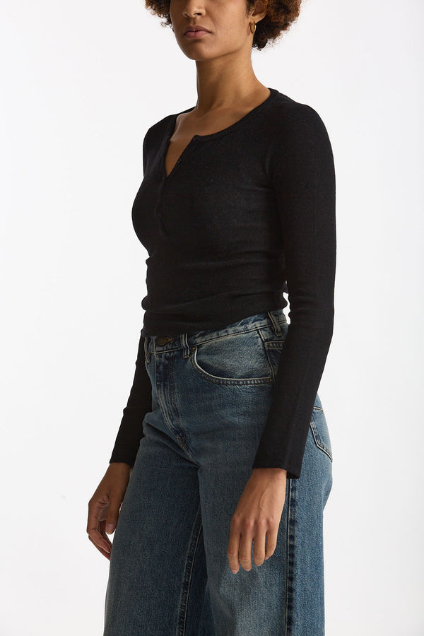 Maglia serafino in lana e alpaca nero women Grifoni