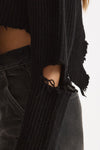 Maglia destroyed collo alto nero women Haikure - 5