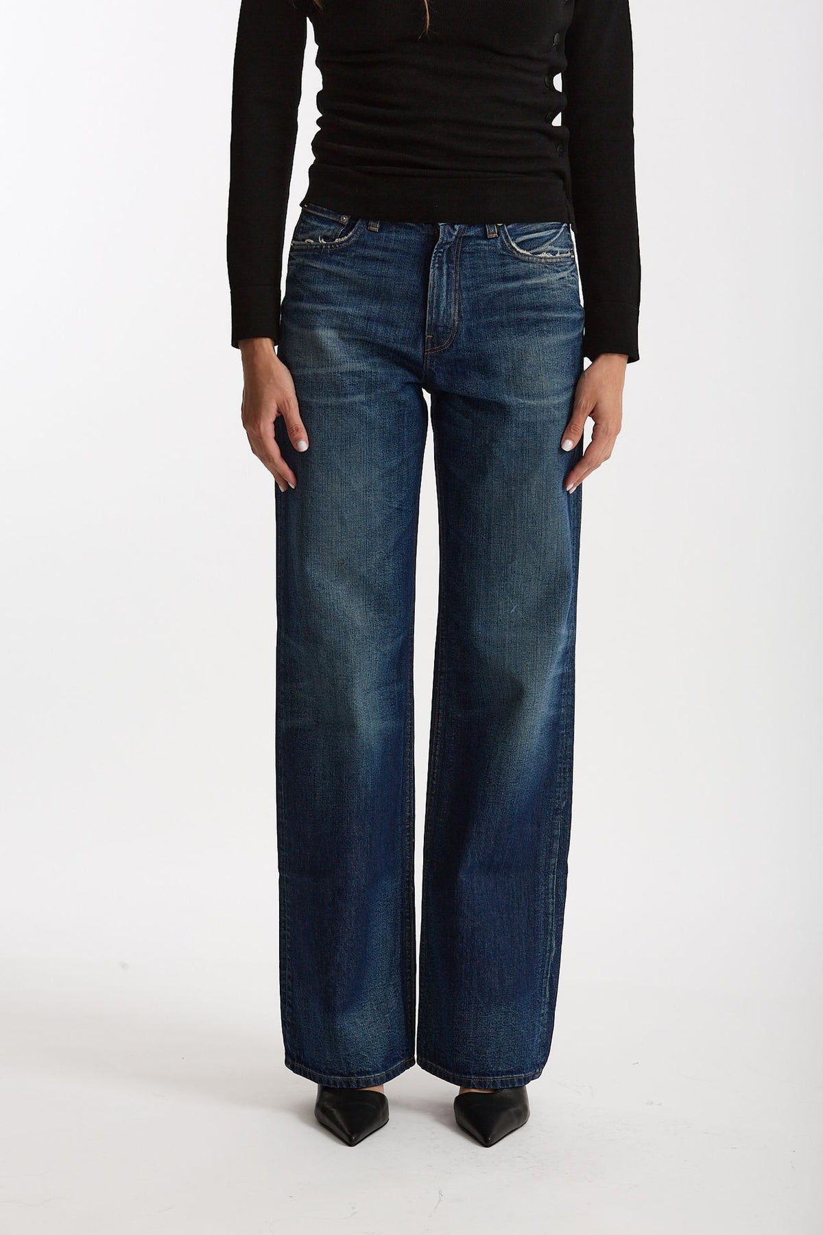 Jeans wide leg KOREA vita alta women Haikure - 3