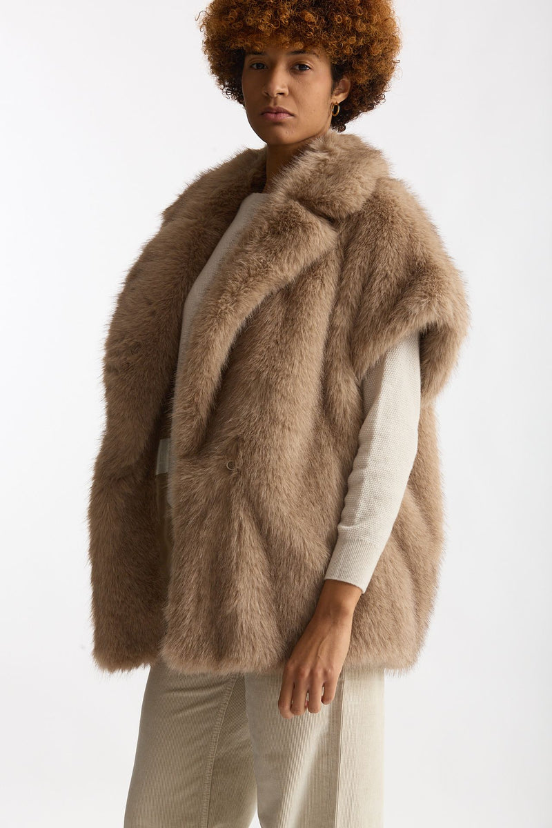 Gilet in eco pelliccia beige women Herno - 2