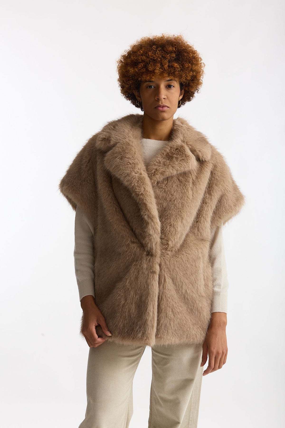 Gilet in eco pelliccia beige women Herno - 4