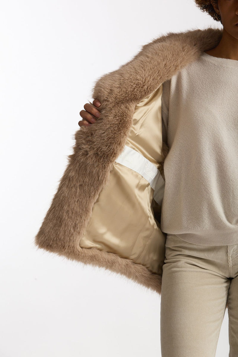 Gilet in eco pelliccia beige women Herno - 7