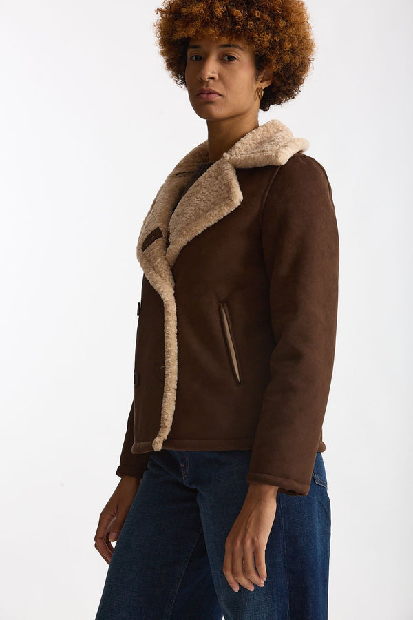 Eco montone corto marrone e beige women Herno