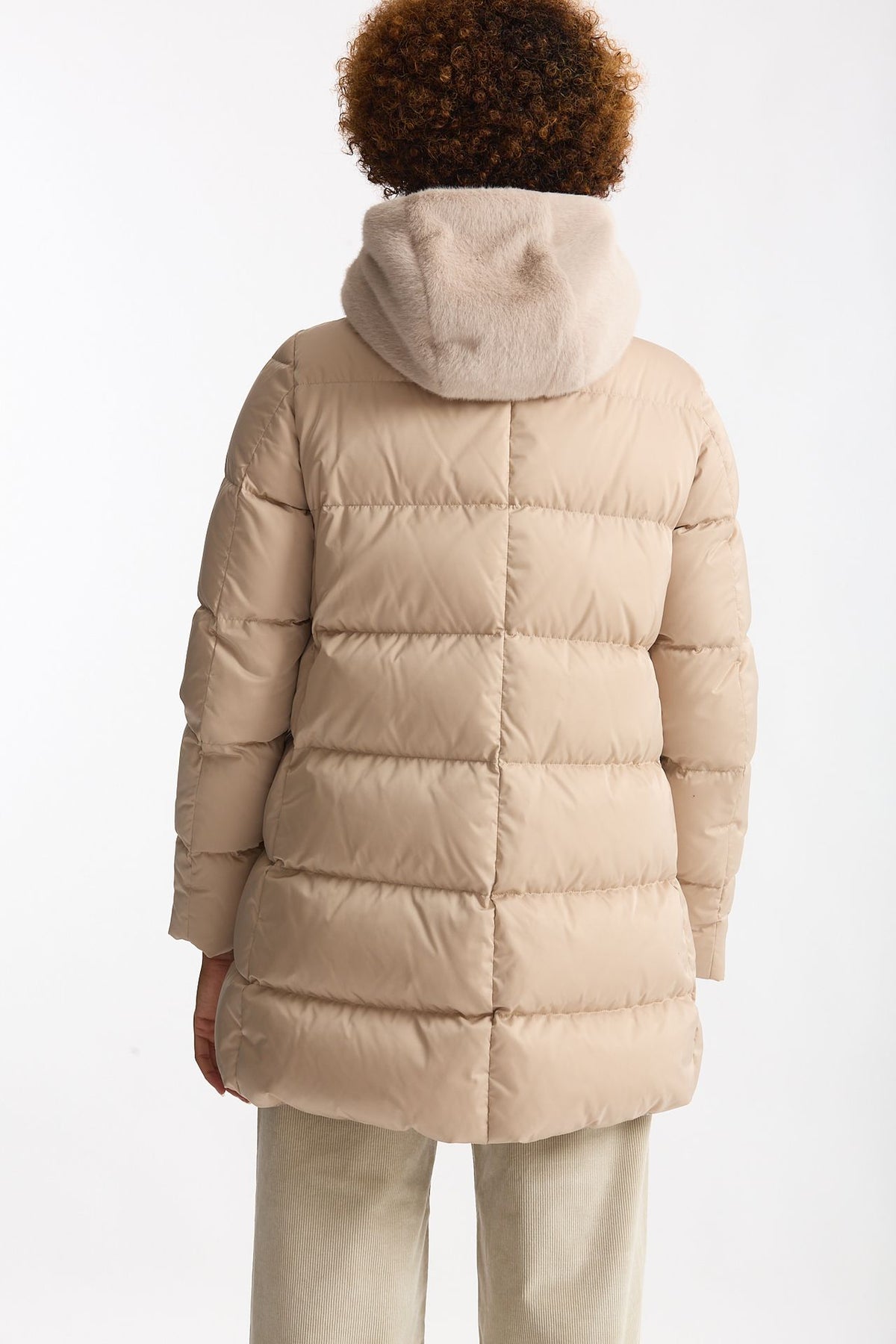 Piumino midi in raso panna women Herno - 3