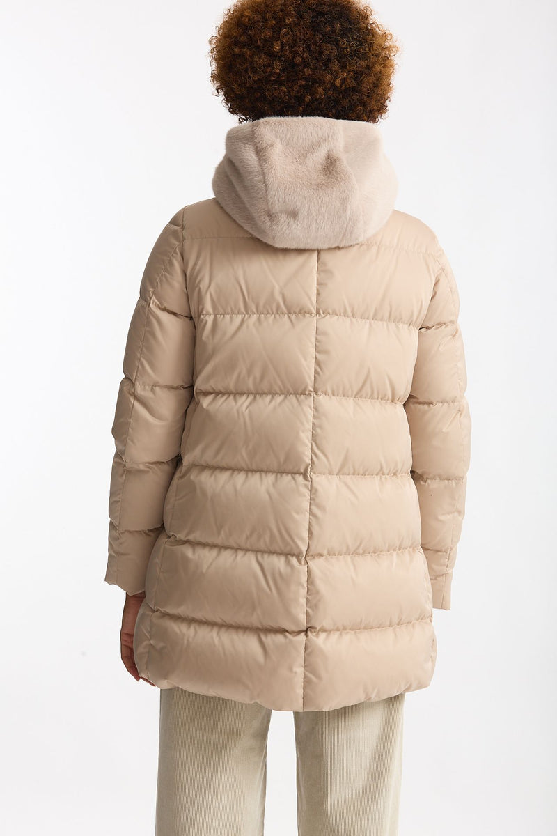 Piumino midi in raso panna women Herno - 3