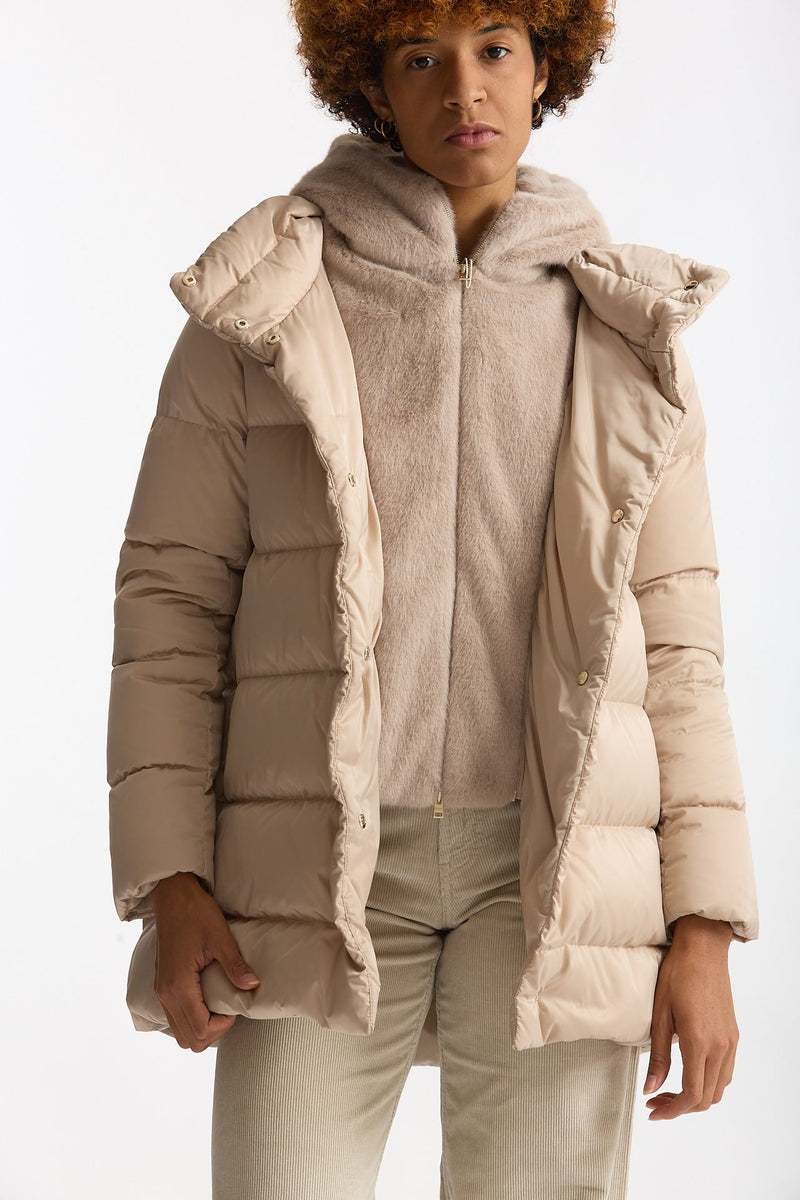 Piumino midi in raso panna women Herno - 6