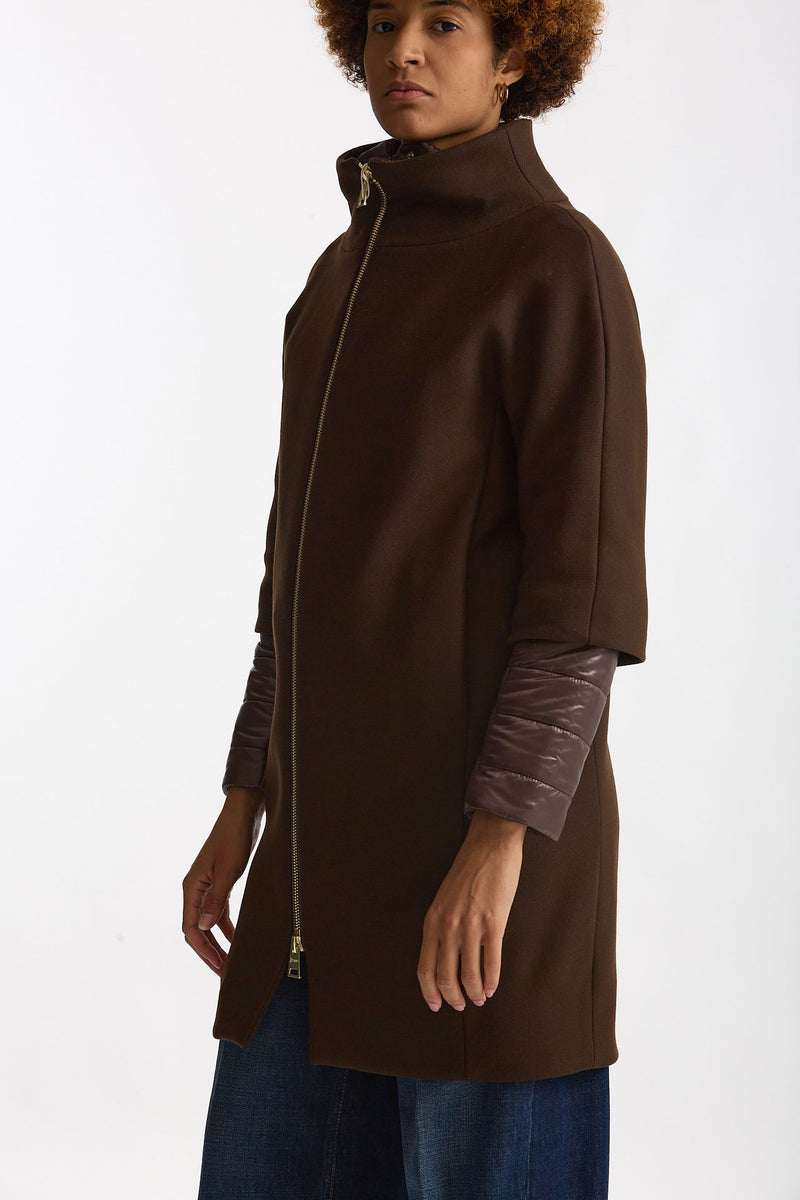 Cappotto in twill di lana e nylon marrone women Herno - 1