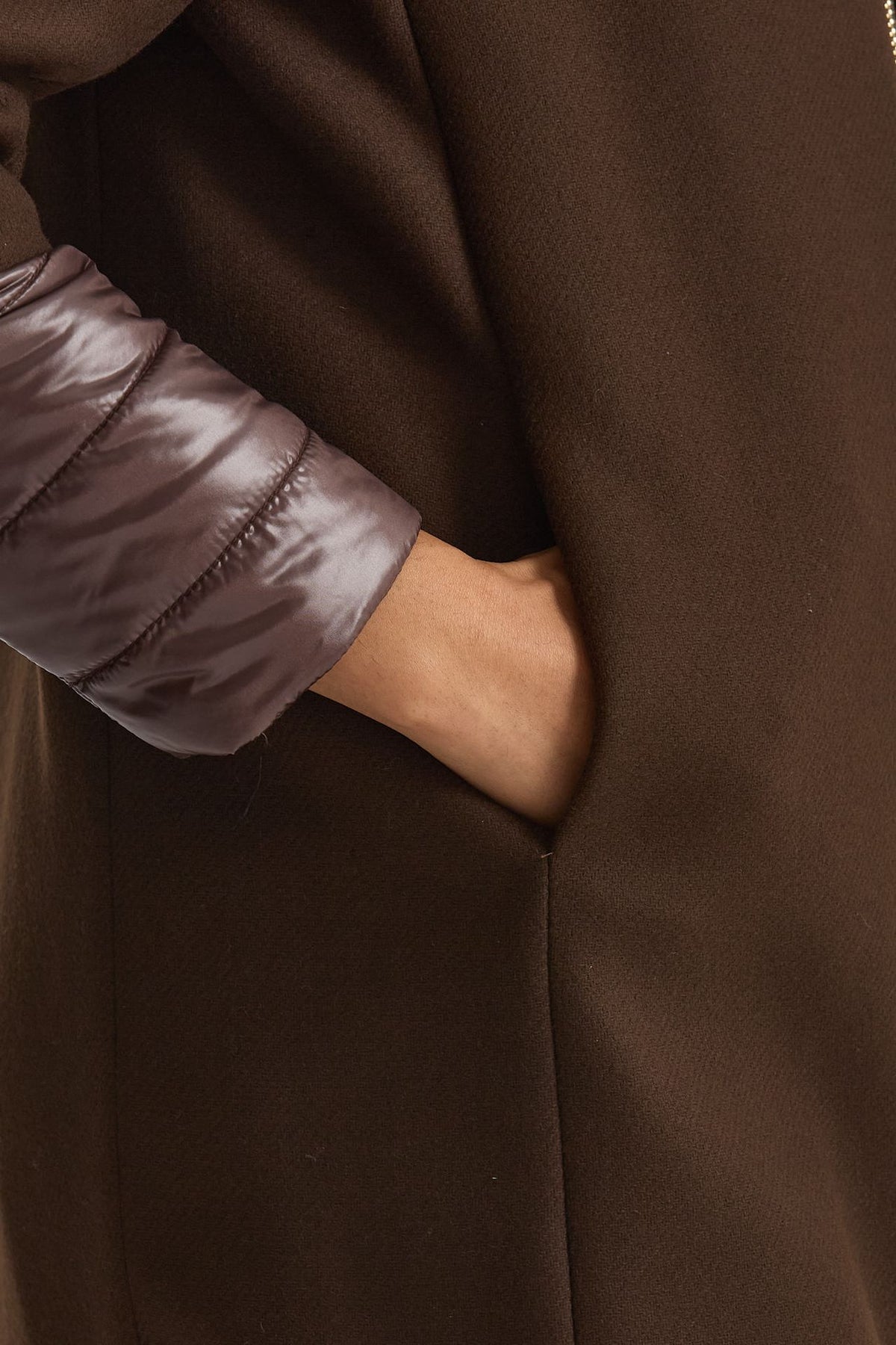 Cappotto in twill di lana e nylon marrone women Herno - 5