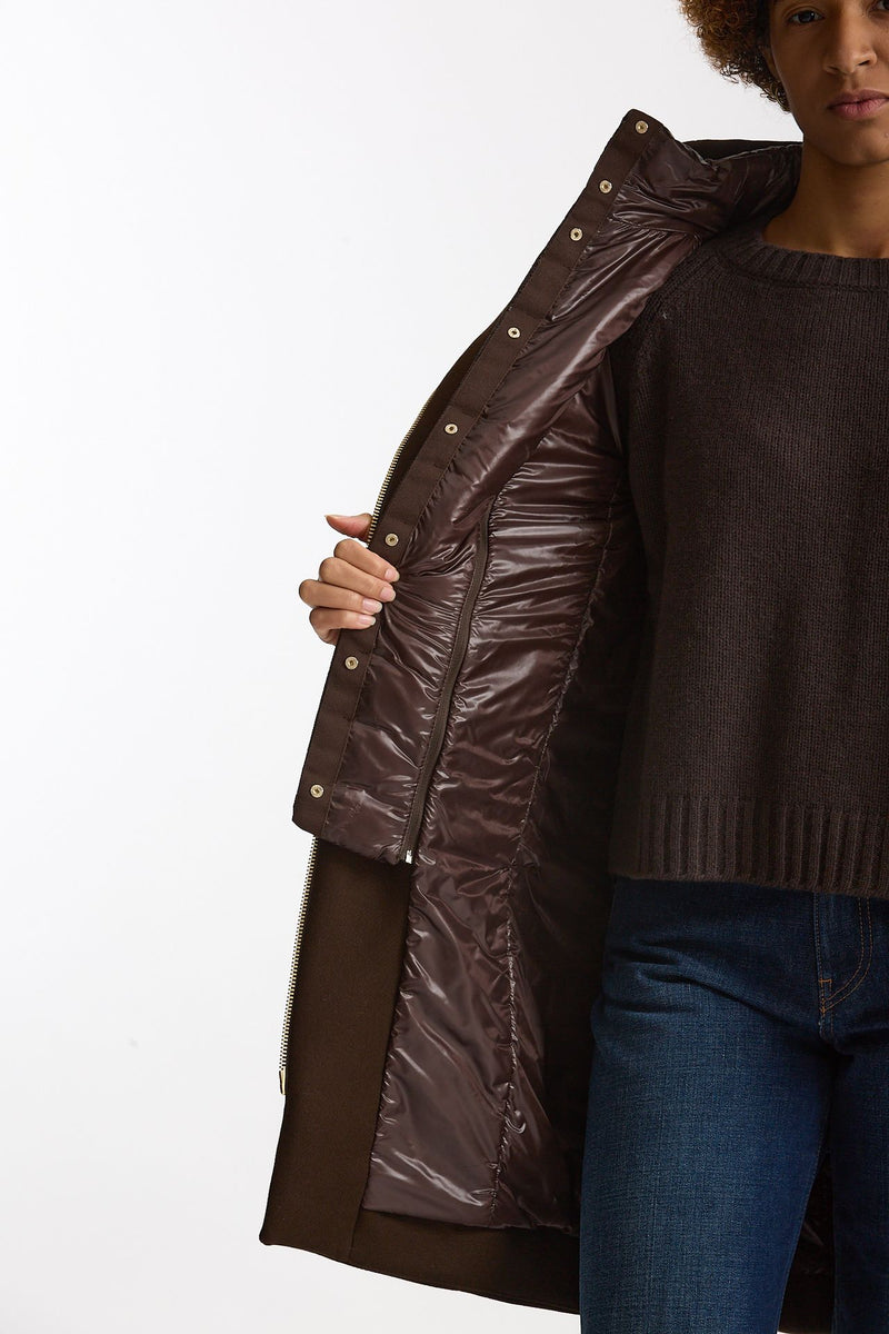 Cappotto in twill di lana e nylon marrone women Herno - 7