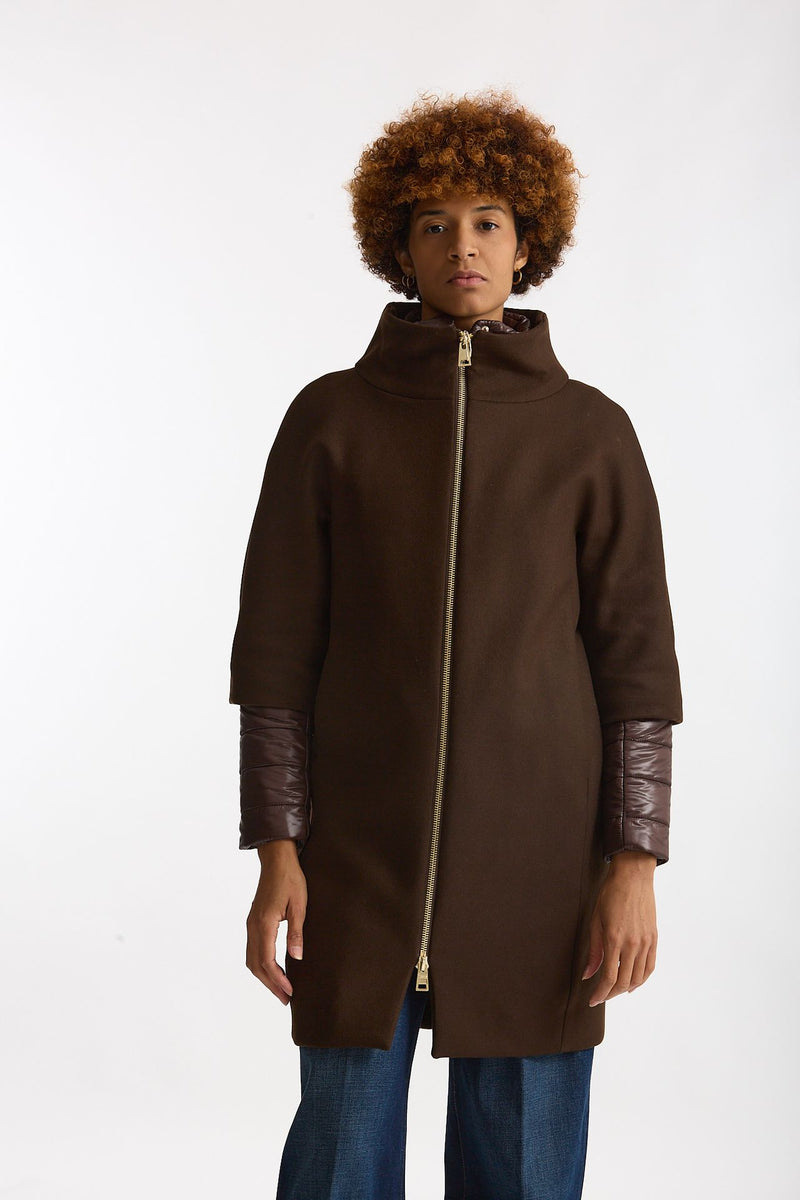 Cappotto in twill di lana e nylon marrone women Herno - 2
