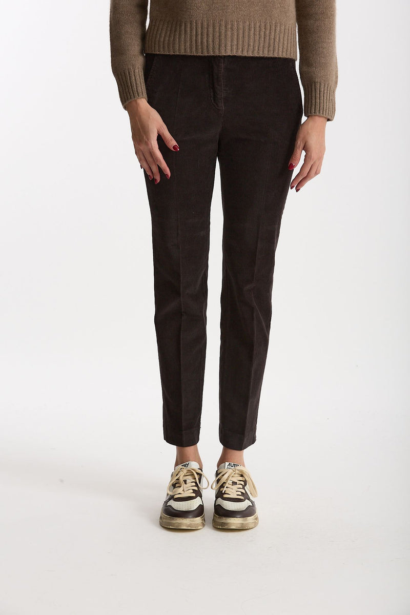 Pantalone slim in velluto LEYRE testa di moro women Incotex - 1