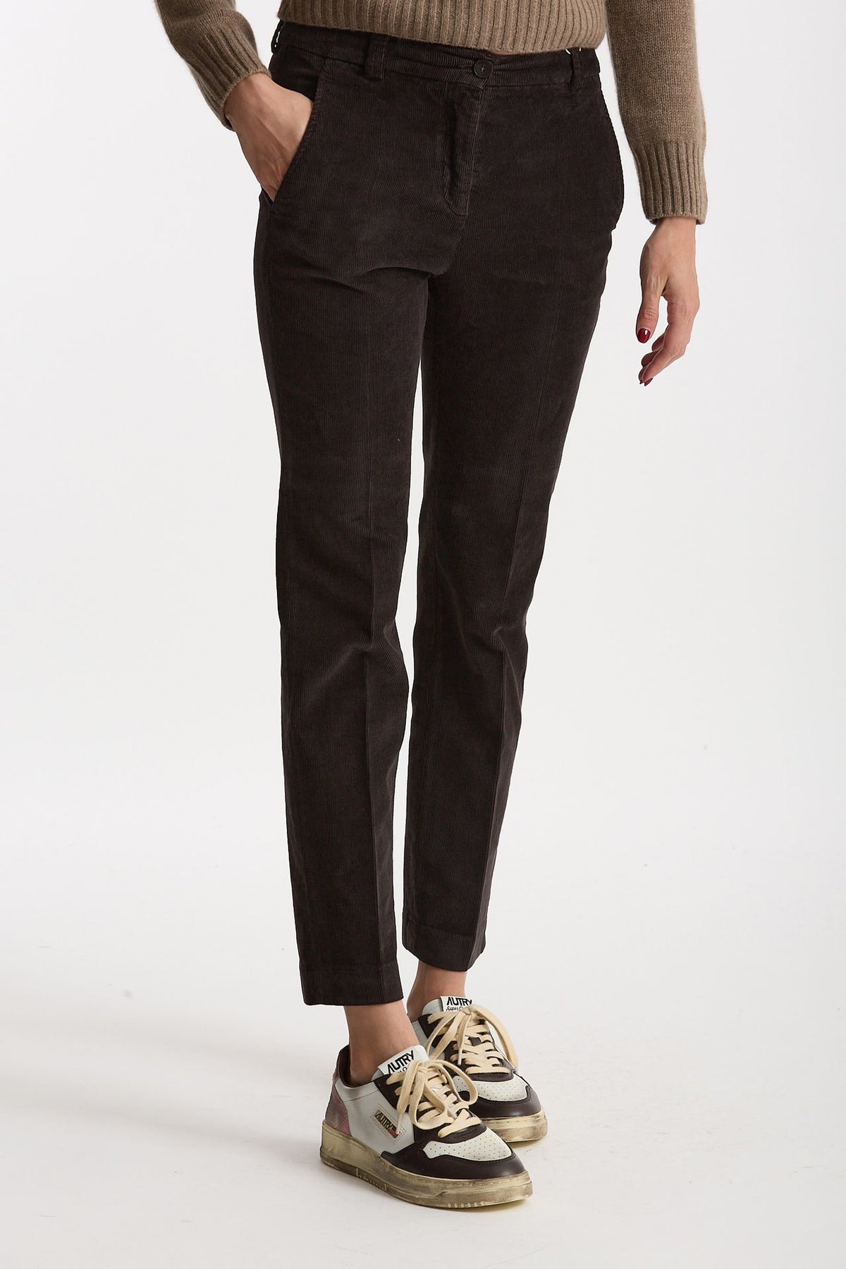 Pantalone slim in velluto LEYRE testa di moro women Incotex - 3