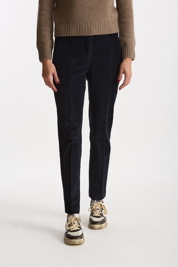 Pantalone slim in velluto LEYRE blu women Incotex