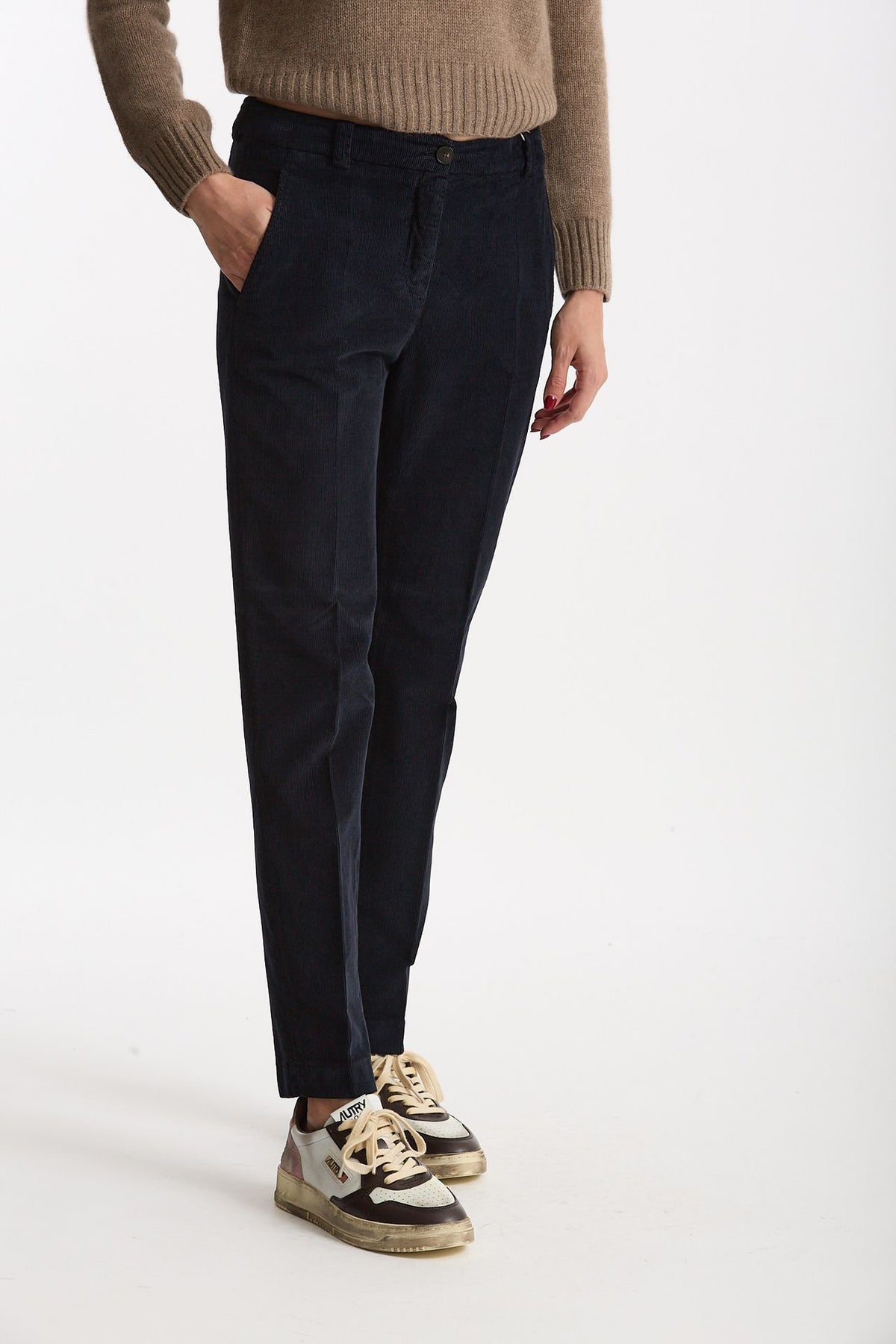 Pantalone slim in velluto LEYRE blu women Incotex - 1