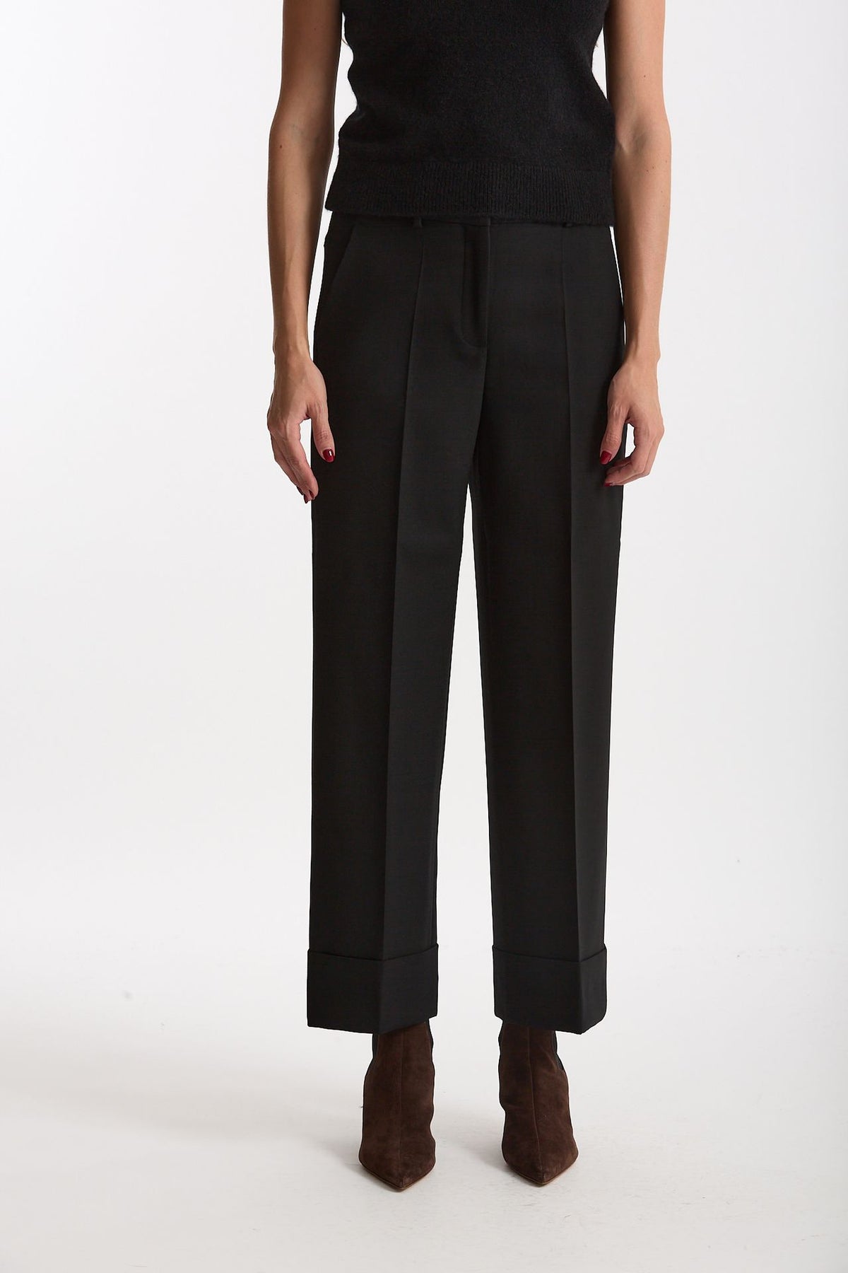 Pantalone ARLYS in tela di lana nero women Incotex - 2