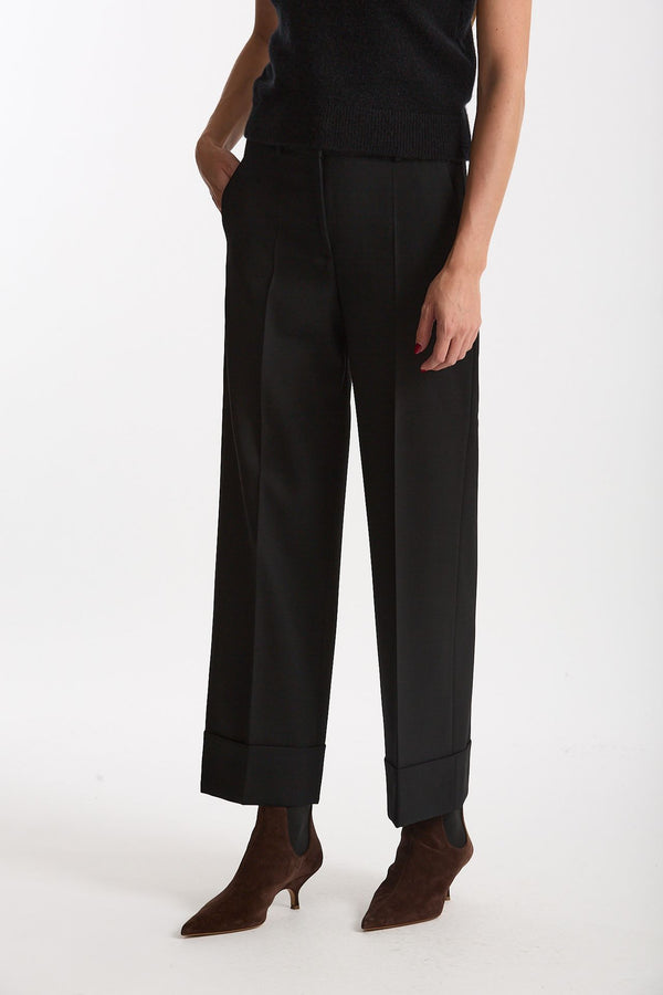 Pantalone ARLYS in tela di lana nero women Incotex
