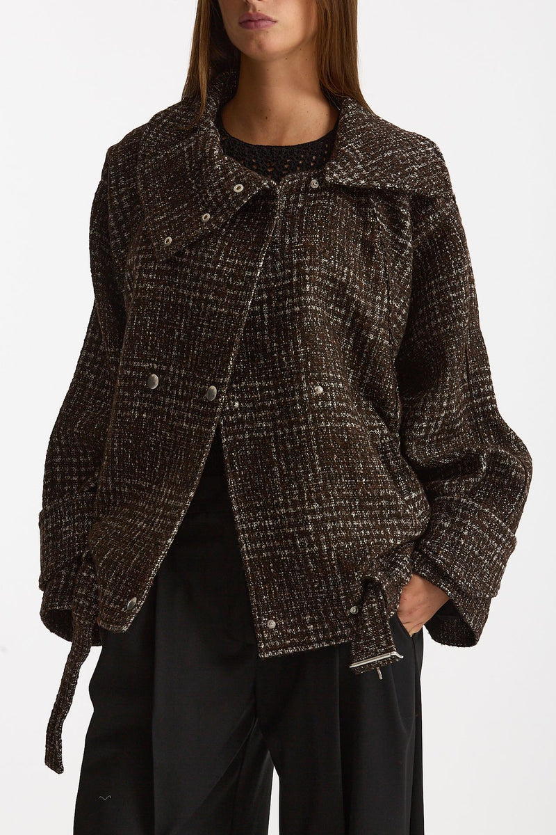Giubbino over INJA tweed marrone e panna women Iro - 1
