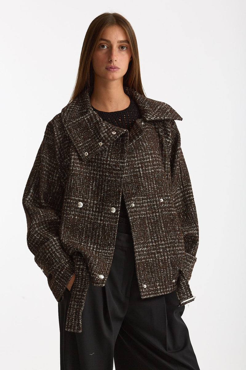 Giubbino over INJA tweed marrone e panna women Iro - 3