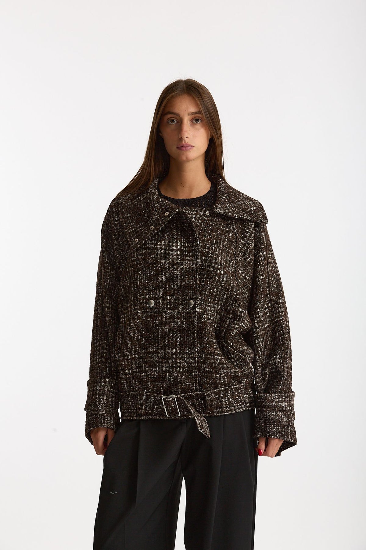 Giubbino over INJA tweed marrone e panna women Iro - 4