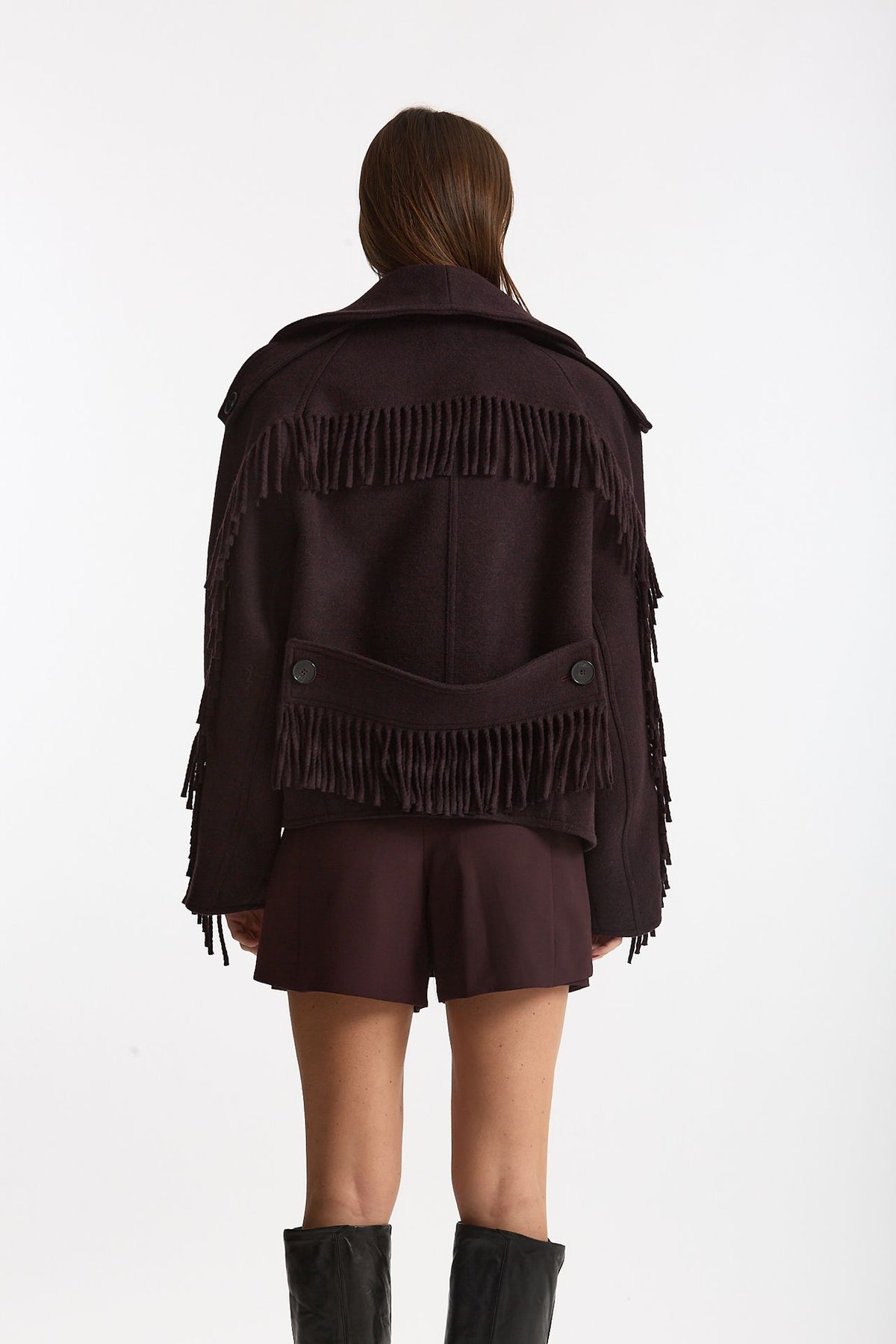 Giubbino frange misto lana burgundi women Iro - 5