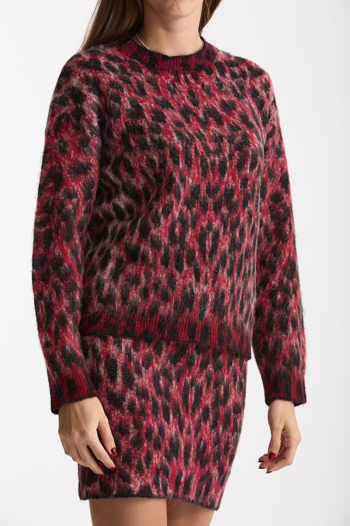 Maglia over maculata rosso e nero women Laneus - 4