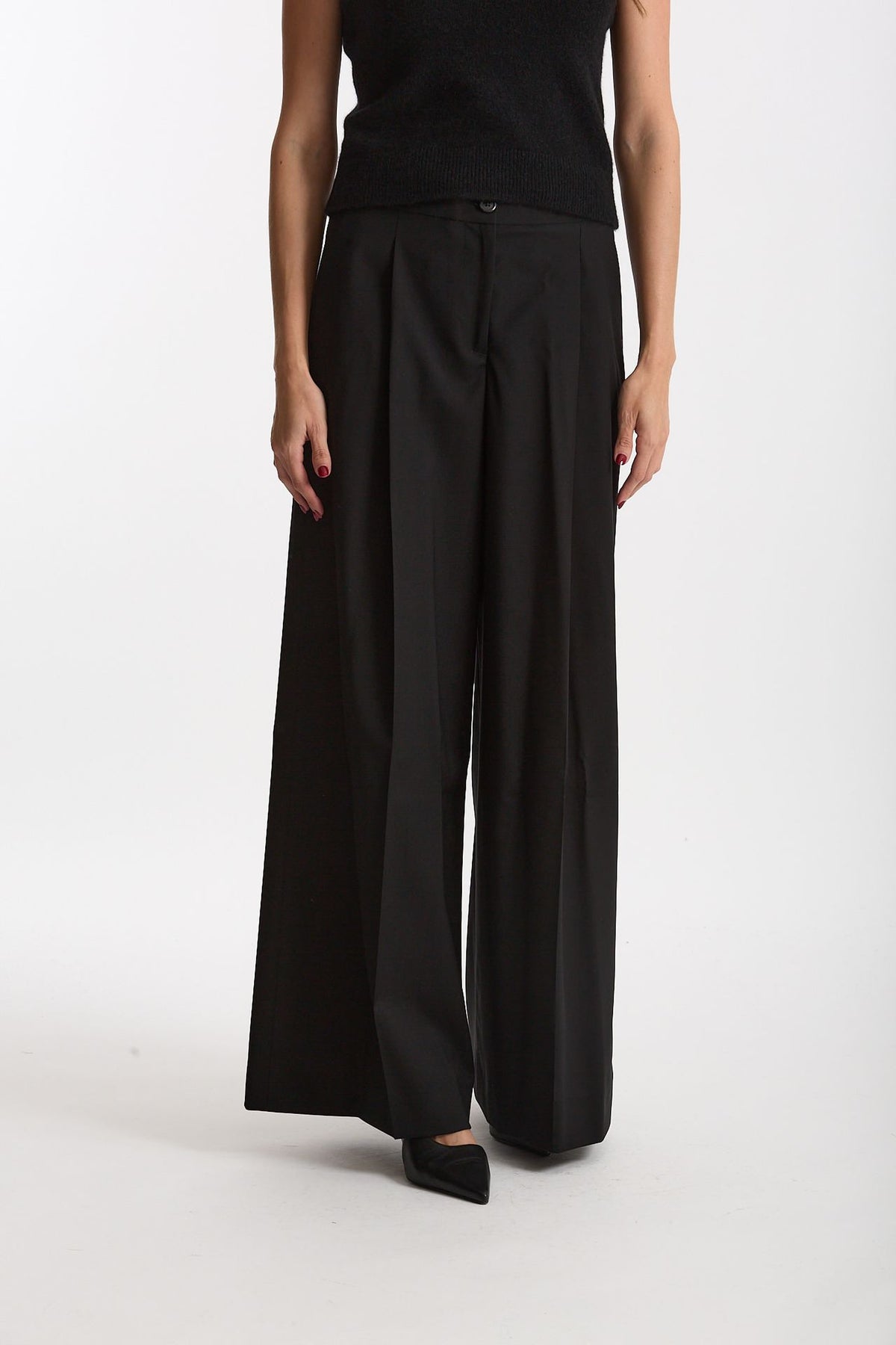 Pantalone in fresco lana nero women Laneus - 1