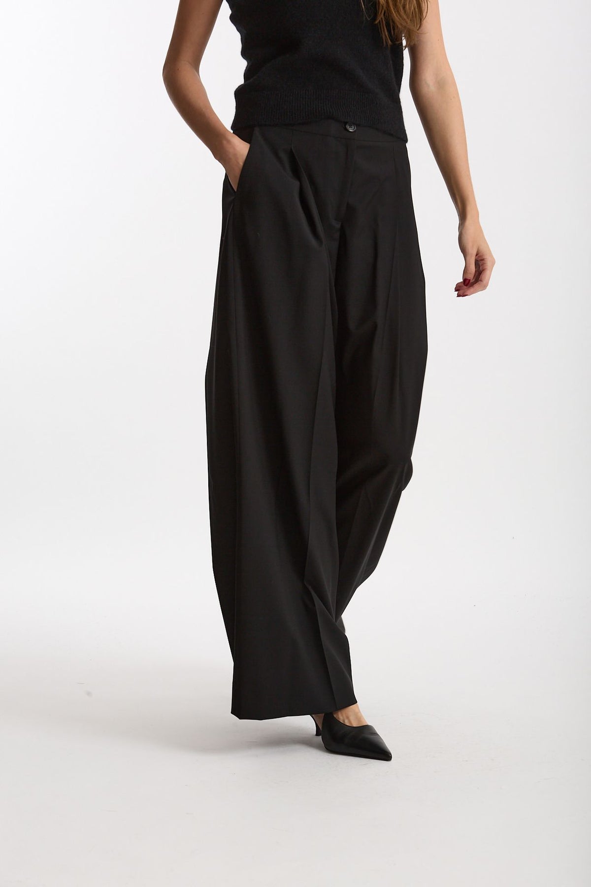 Pantalone in fresco lana nero women Laneus - 4