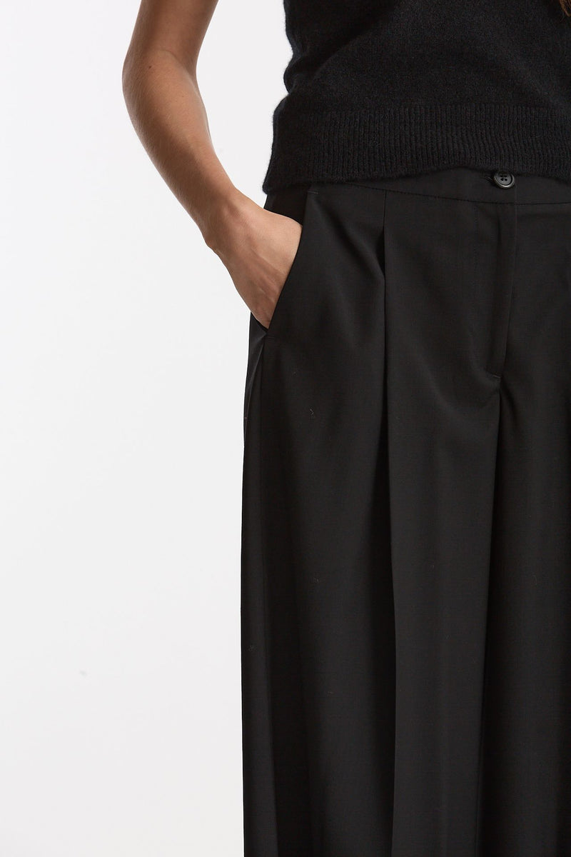 Pantalone in fresco lana nero women Laneus - 5
