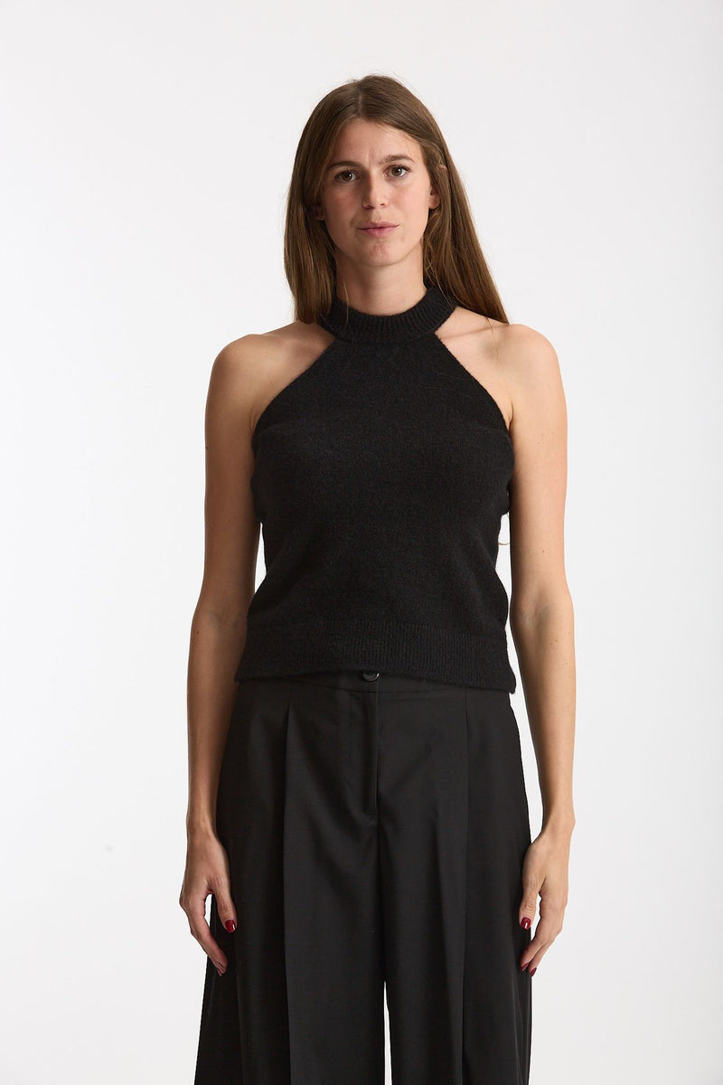 Top in cashmere e seta nero women Laneus - 1