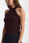 Top in cashmere e seta burgundi women Laneus - 1