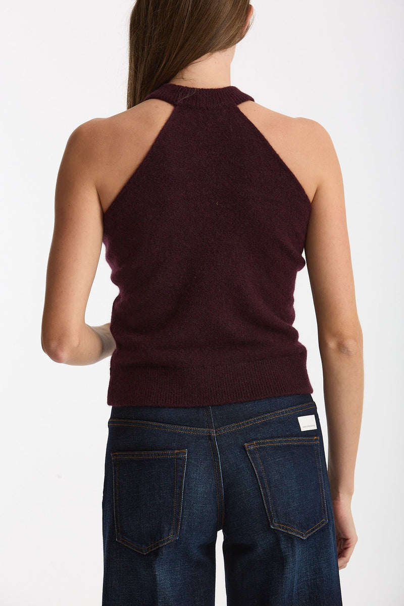 Top in cashmere e seta burgundi women Laneus - 3