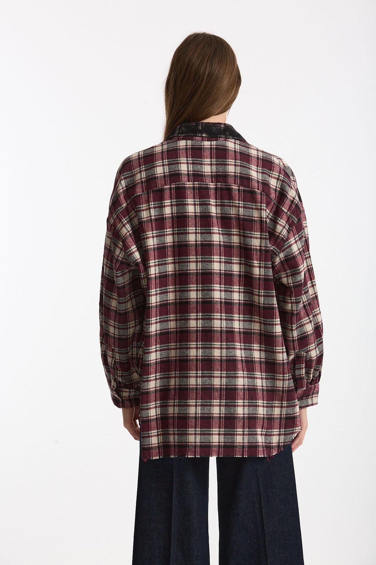 Camicia over a quadri bordeaux women Laneus - 3