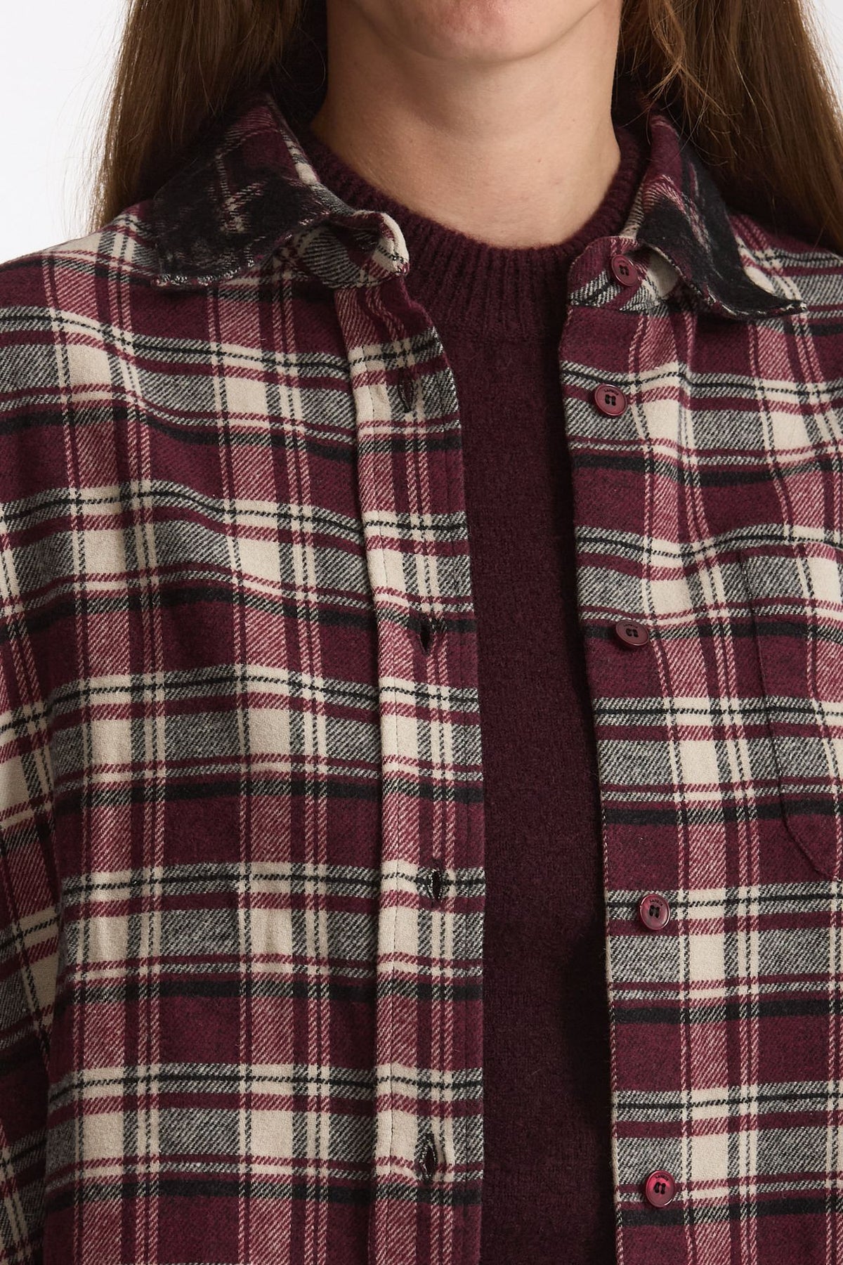 Camicia over a quadri bordeaux women Laneus - 5