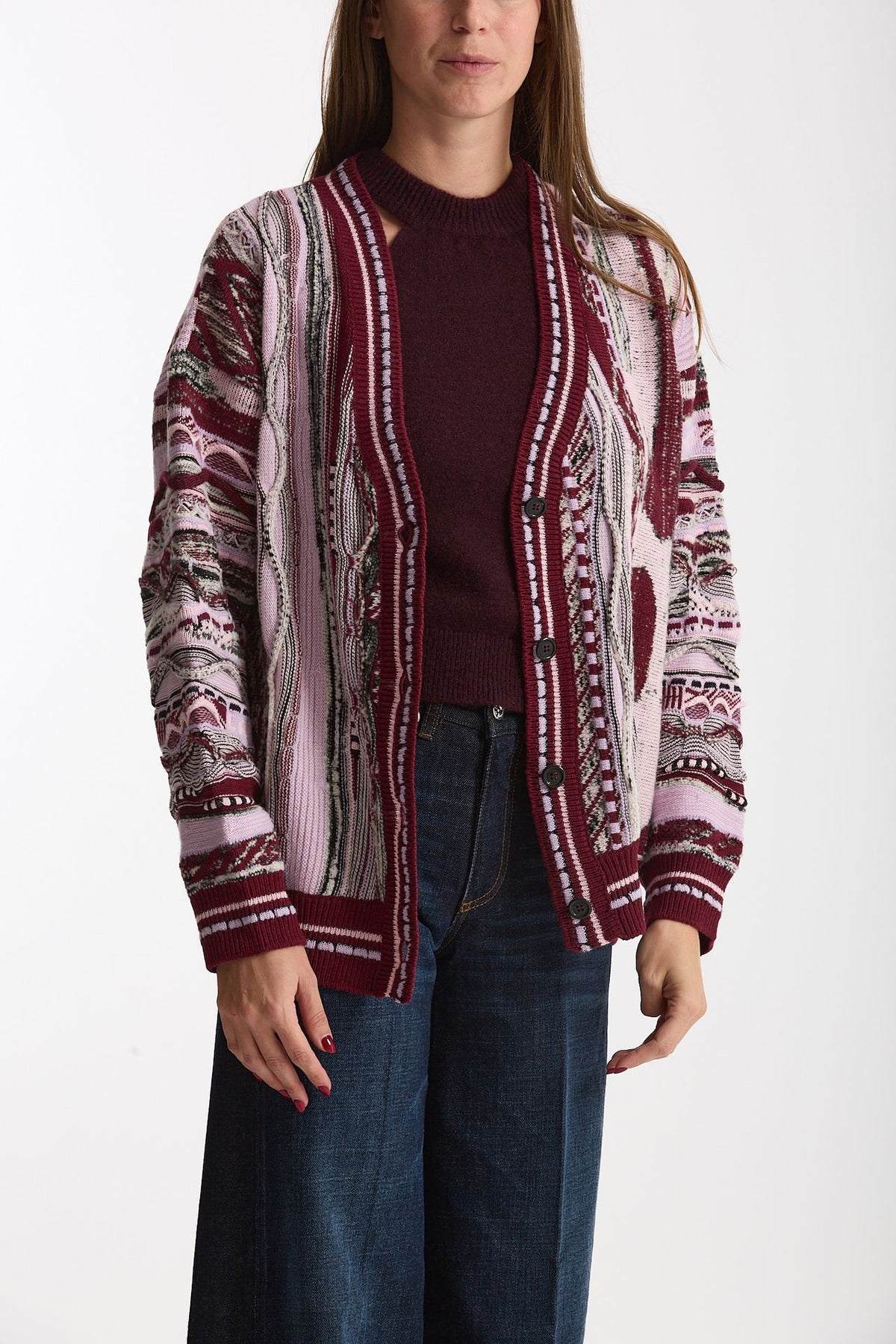 Cardigan over-fit in jacquard women Laneus - 5